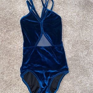 Five dance wear blue velvet leotard medium